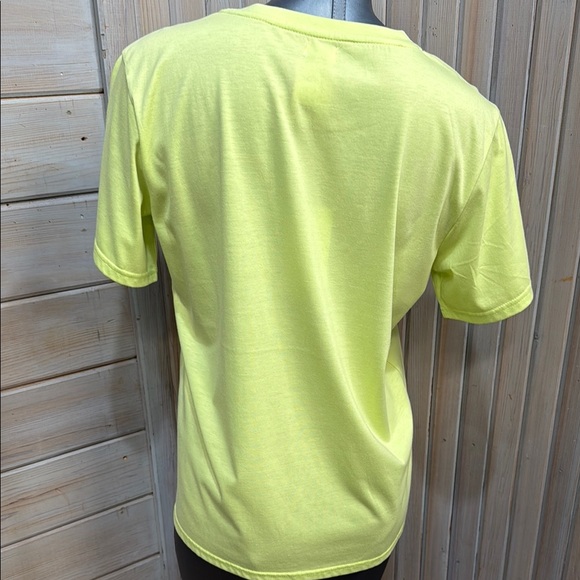 Vibrant Yellow Short Sleeve Tee with Nature Graphic - Picture 3 of 4